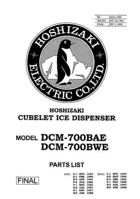 DCM-700BAE ice machine parts diagram
