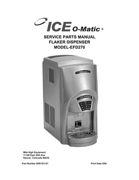 EFD270 ice machine parts diagram