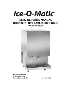 EFD300A ice machine parts diagram