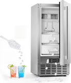 VEVOR Undercounter Built-in Ice Maker 66 Lbs/Day Under Counter Nugget Ice Maker Machine with Reversible Door Stainless Steel Freestanding Ice Maker for Commercial Home Kitchen Electric Drainage