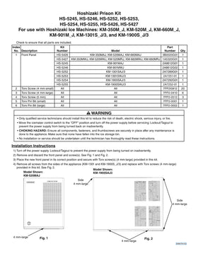 HS-5427 ice machine parts diagram